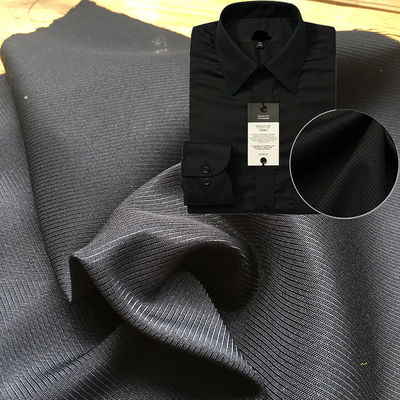 Solid 160GSM 100% Polyester 160D ATY Yarn Woven Cavalry Twill Gabardine Men Shirting Fabric