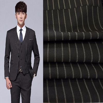Toy 200D Polyester Woven White Stripe Suiting Fabric Men Jacket Cloth Live Show High-