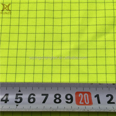 Garments Processing Lining 95% Polyester 5% Anti Static Grid Fabric For Work Wear