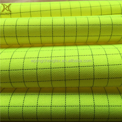 Garments Processing Lining 95% Polyester 5% Anti Static Grid Fabric For Work Wear
