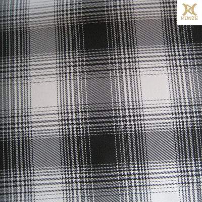 Technics Woven Black and White Check Plaid Cation Polyester Fabric for Coat and Jacket