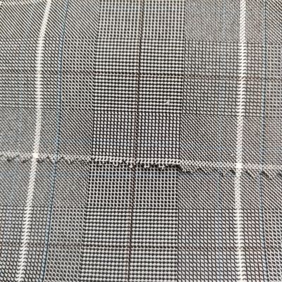 90% Polyester 10% Spandex Medium Weight Check Yarn Dyed Suit Fabric