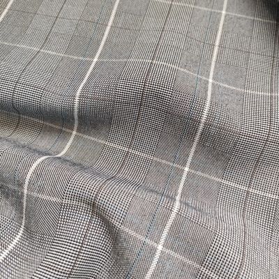 90% Polyester 10% Spandex Medium Weight Check Yarn Dyed Suit Fabric