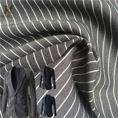 300D*300D Cation Polyester Woven Plain 7MM Stripe Suiting Fabric Linen Fabric for Fashion