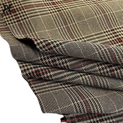 Medium Weight Recycled Polyester Woven RPET Yarn Dyed Check Fabric for Blazers and Formal Suits