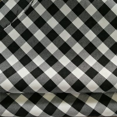 200gsm Density Customizable Black And White Plaid Fabric Twill Cloth For Lady Dress RZ18042