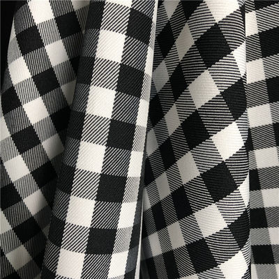 TWILL 300D Polyester Yarn Dyed Woven Black And White Check Fabric Twill Cloth 57/58