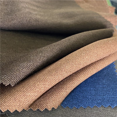 190gsm GRS Certificated Recycled Polyester Soft Comfortable Stretchy Poly Woolen Blazer Fabric For Suits