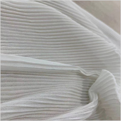 Woven Soft Drooping Polyester Pure Black Plain Pleated Chiffon Crepe Fabric For Lady Clothes Dress Pants