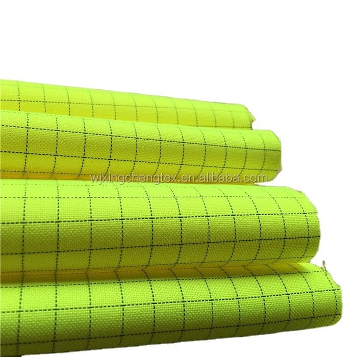 Garments Processing Lining 95% Polyester 5% Anti Static Grid Fabric For Work Wear