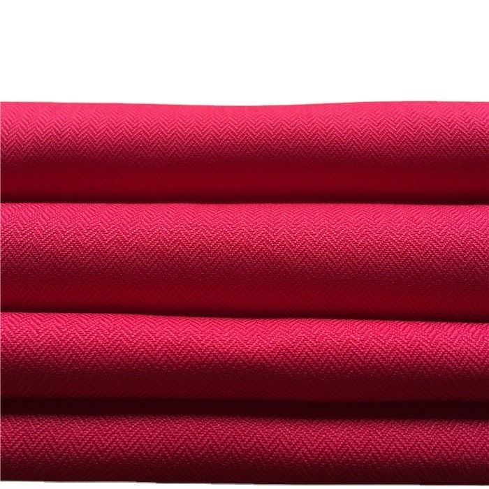 150D*150D Red Wavy Weft Woven Herringbone Fabric for Medium Weight Backpacks and Coats